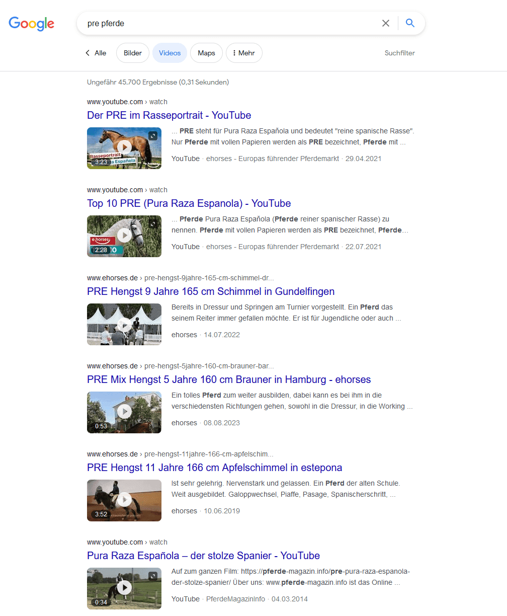 Dank der Optimierung für Vertical Search konnten wir unserem Kunden „ehorses“ einen klaren Wettbewerbsvorteil verschaffen.